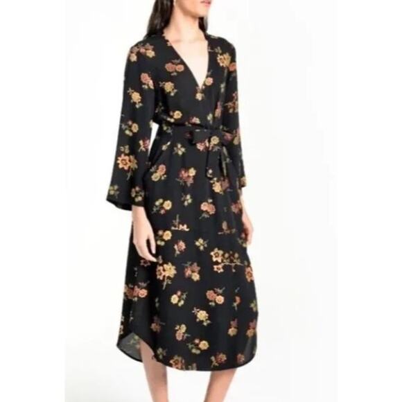 Revolve A.L.C. Wilma 100% Silk Wrap Floral Kimono Dress Size 2 MSRP $595 Midi - Picture 2 of 15
